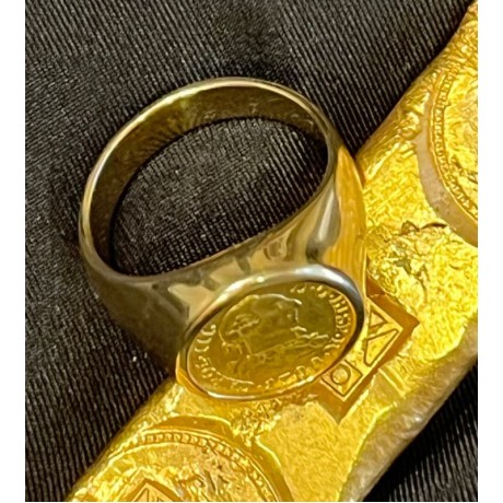 Madrid Spain Gold Bust 1/2 Escudo Ring, King Charles III, 1788 M, mounted in 14K gold, Ring size 10, 13.31 grams total weight #1686