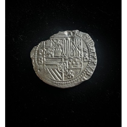 Extremely Rare Concepcion, Eight Reale, Lima Mint, Diego de La Torre Assayer, Philip II Era, 1577-1588, 