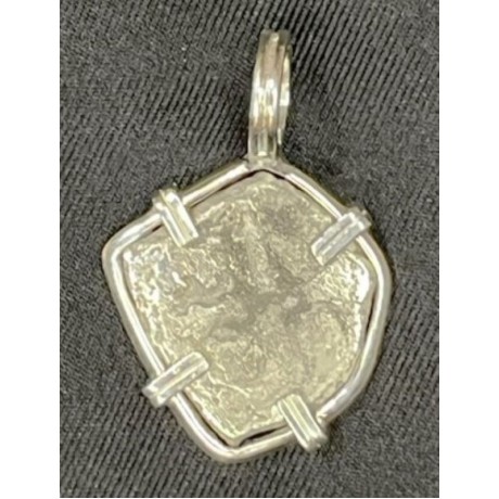 1715 Shipwreck Fleet Silver Treasure Coin, 1 Reale, Rare hand-signed COA, Mint-Mexico, Weight un-mounted is 2.80, Mounted in custom silver bezel 4.80 grams, High-grade coin, #1715-280