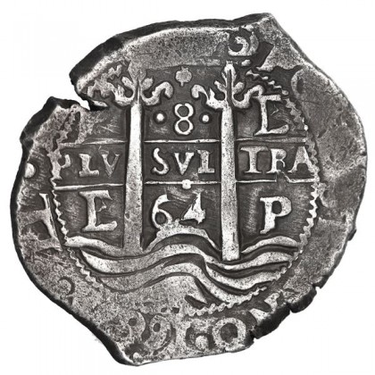 Sharp 1664 Eight Reale, Potosi mint, E Assayer, 27.08 Grams, 
