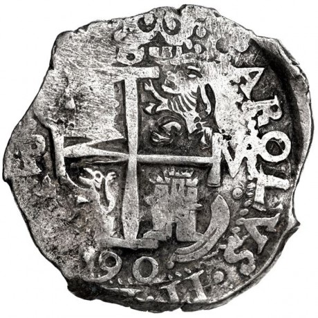 1690 Dated Eight Reale, Potosi Mint, VR Assayer, 27.36 Grams, Full dates, mints, assayer marks. 