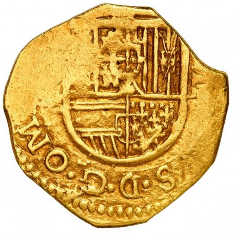Nice Two Escudo, Seville Mint, NV Assayer, Phillip III, OMNIVM in Legend, #23-1419