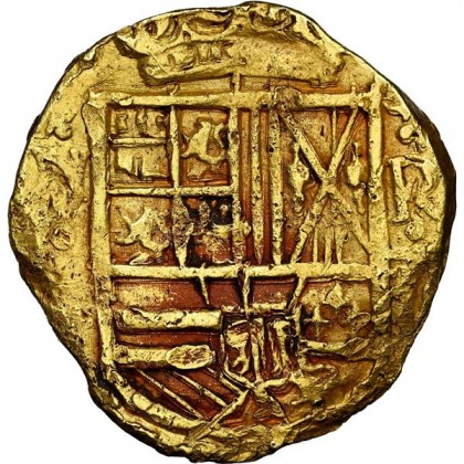Rare 1672 Two Escudo, Bogota Mint, Phillip IV, R Assayer mark, NGC AU Details, 