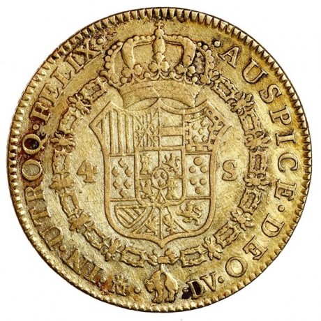 Rare 1787 Dated Gold Bust Four Escudo, Charles III, 13.40 Grams,