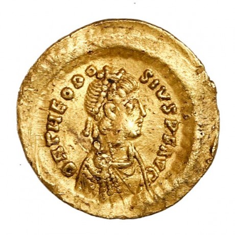 Byzantine Gold AV Tremissis, Theodosius II, 402-450 AD, 1.47 Grams. #23-1635