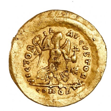 Byzantine Gold AV Tremissis, Theodosius II, 402-450 AD, 1.47 Grams,