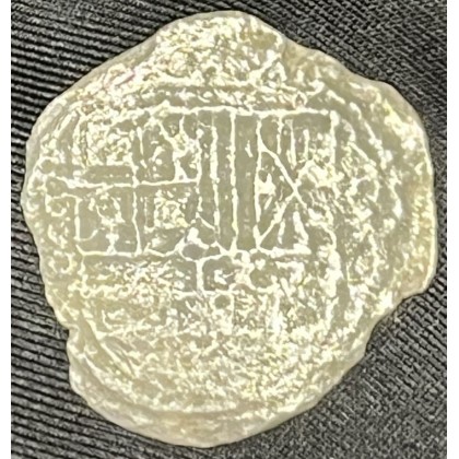 Atocha 2 Reale Silver Coin, Mint-P, Potosi, Assayer-B with Super Rare X-border coin, Weight 4.00 grams, Grade 1, Early Origin LT #3. #85A-168779