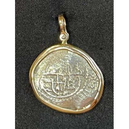 Atocha 2 Reale Silver Coin, Mint-P, Potosi, Assayer-NV, Weight 5.30 grams, Grade 3. #85A-183363