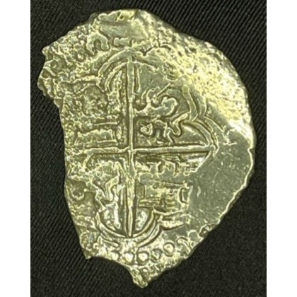 SOLD!!   Atocha Shipwreck 8 Reale Silver Coin, Grade 3, Mint-Potosi, Assayer-Q, Weight 15.20 grams Rare Origin-Extra. #85A-267536