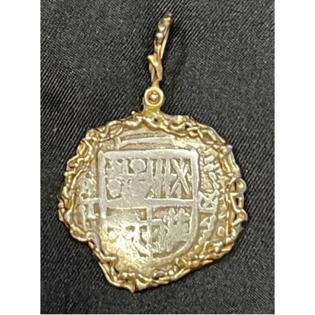 SOLD!!   Atocha Shipwreck, Silver Coin 2 Reale. Mint "P" Potosi, Assayer "T" Grade 1, Weight 6.7 grams, Rare origin of 85 Chest 6. #94A-0704
