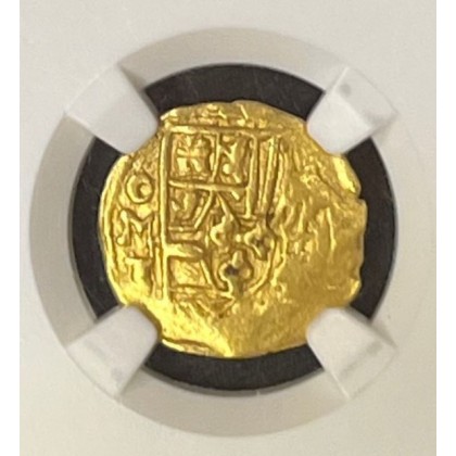 Gold 1 Escudo, Date circa 1705-13, MOJ Mint Mexico, Assayer "J", NGC AU 53, 1715 Plate Fleet shipwreck treasure coin. #GC23-1715-356468