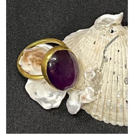 Fabulous, Big, Bold Oval Amethyst and Gold Ring from the 1715 Fleet Wreck #MM-1715-1209