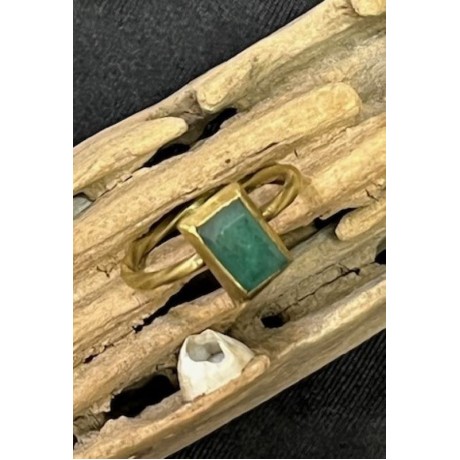 Beautiful Square Emerald and Gold ring with a unique twisted shank from the Spanish Plate Fleet. Beach find near Corrigan's site. #MM-1715-1212