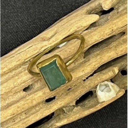 Delightful Square Emerald and Gold Ring recovered from the 1715 Spanish Fleet Shipwreck #MM-1715-1597
