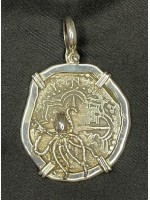 Atocha-Era Shipwreck 8 Reale Silver Coin, Mint-"P" Potosi, Assayer-"M", Rare Grade 1, Coin weight 23.4 grams SC-8R-Kraken