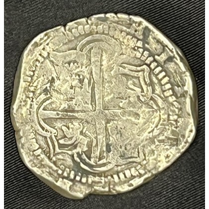 Cob-Type Silver, 8 Reale, Grade 1, Assayer B, Fifth Period, Very Rare Border. #SC21-411
