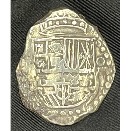 Cob-Type Silver, 8 Reale, Grade 1, Assayer T, Full Date 1619