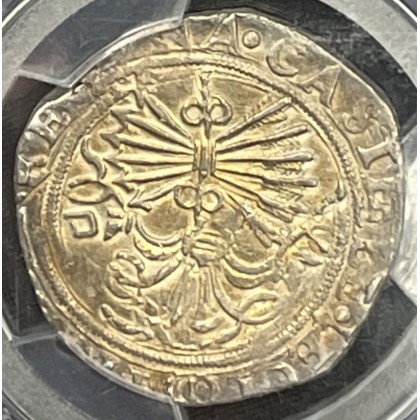 High-Grade Silver 4 Reale, Spain Calico Sevilla, Weight 13.46 Grams, Date circa 1474-1504, SD Ferdinand & Isabella