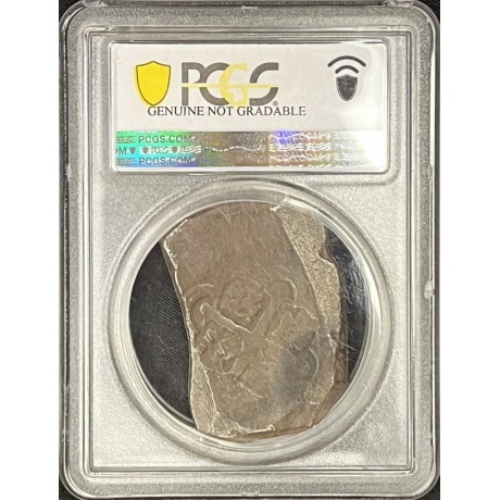 SOLD!!   1715 Spanish Plate Fleet Shipwreck, 8 Reale, Silver Coin, Mint-Mexico City, Assayer-J, Weight 26.53 grams. Date 1701-1733, PCGS certified, large holder. #SC23-1715-124732