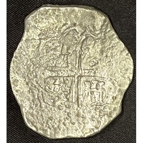 SOLD!!   Lucayan Beach Shipwreck, 8 Reale Silver Coin, Mint-Mexico, Date-NV, Weight 21.53 grams, Grade 2. True Pirate Treasure from Grand Bahama. #SC23-444