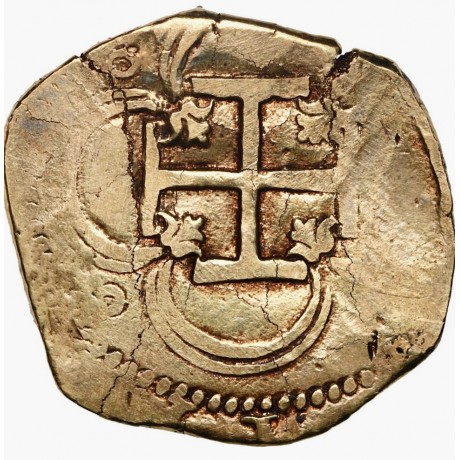 Very Rare Atocha Era Gold Four Escudo Coin, 1598-1621, Nearly full weight 13.54 grams. 22-1612