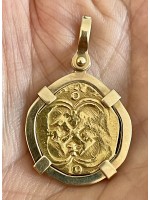 Atocha-Era Gold Two Escudo Coin Pendant in 14K Gold Bezel